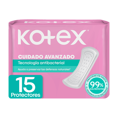 Protectores Diarios Kotex Antibacterial|15 Unidades
