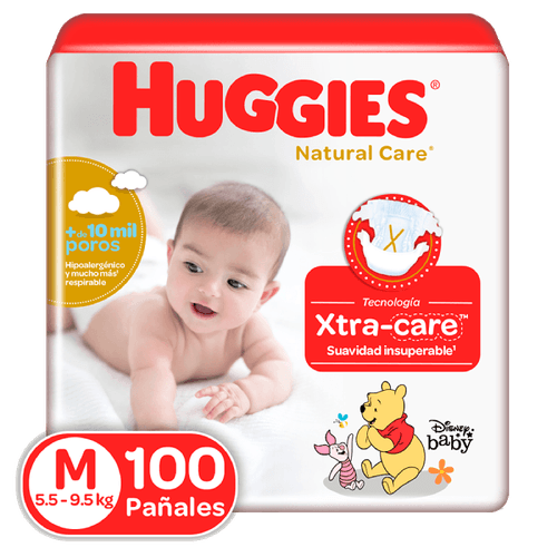 Pañales Huggies Natural Care|Etapa 2|Talla M|100 Unidades