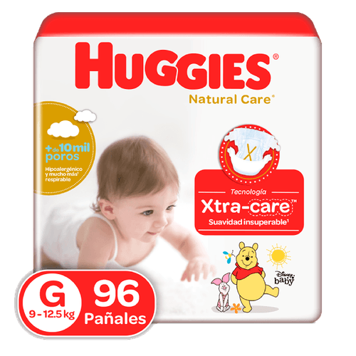 Pañales Huggies Natural Care|Etapa 3|Talla G|96 Unidades