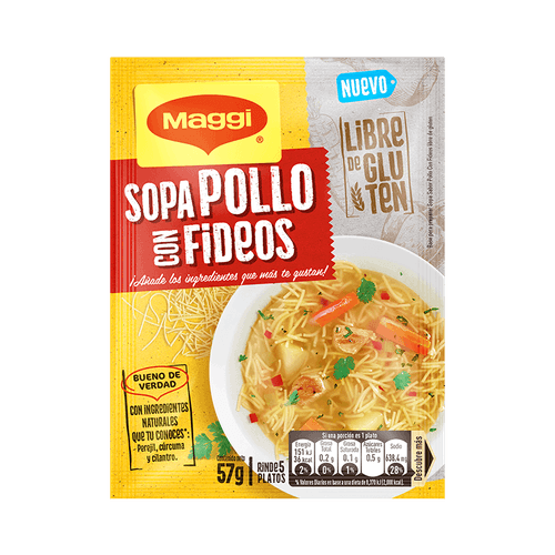 Sopa de Pollo con Fideo Libre de Gluten Maggi|57g