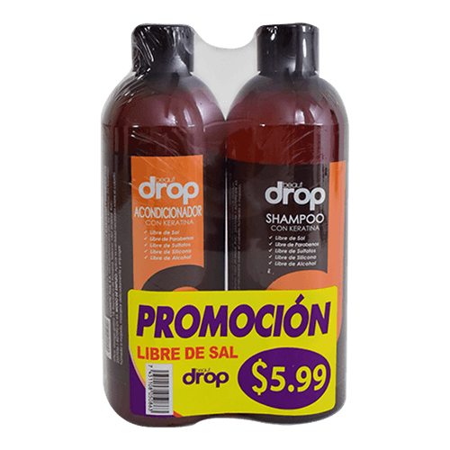 Shampoo + Acondicionador Keratina sin sal Beauty Drops 500ml 2pk