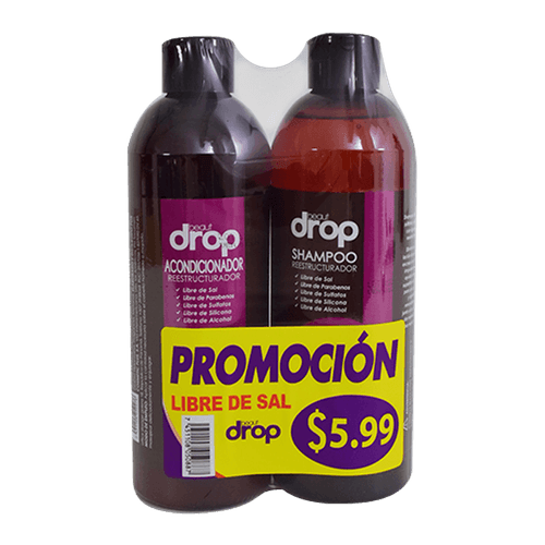 Shampoo + Acondicionador Restructurador sin sal Beauty Drops 500ml 2pk