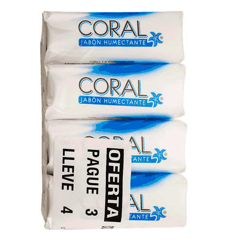 Jabón Tocador Coral Azul 150g x4 unidades
