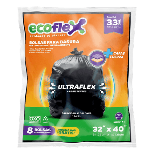 Bolsa Basura Original Ecoflex|33 Galones|8 Unidades