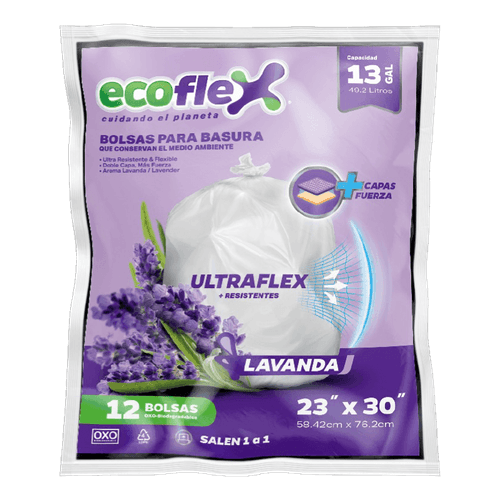 Bolsa Basura Lavanda Ecoflex|13 Galones|12 Unidades