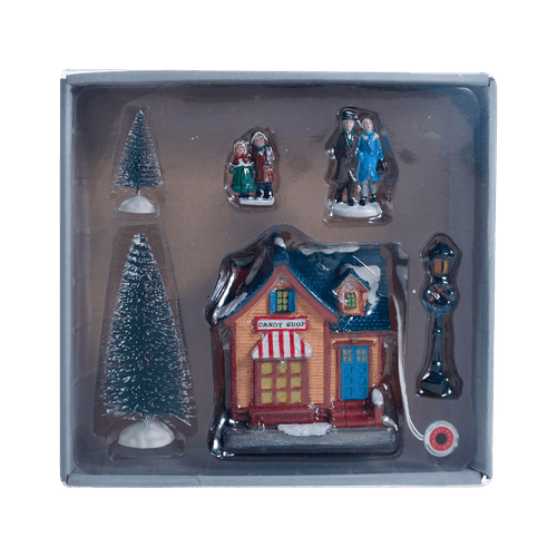 Villa Navideña con Luz 25x26x8cm|6 Piezas