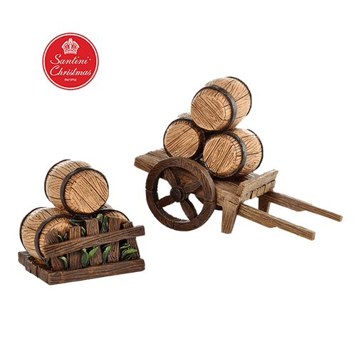 Villa Navideña Barriles 12cm|2 Piezas