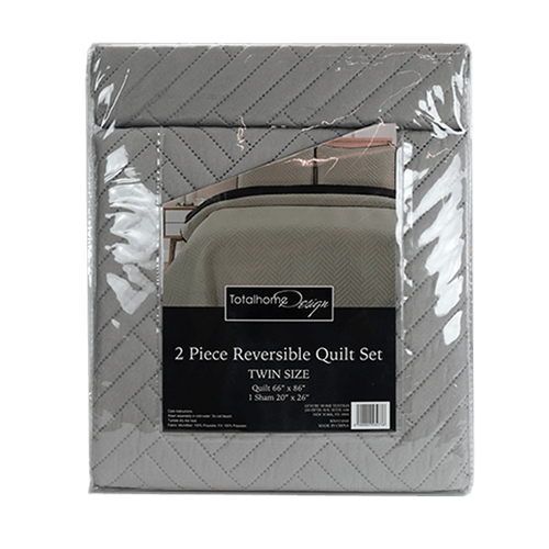 Sobrecama Reversible Gris|Twin|2 Piezas|